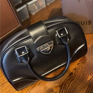 Louis Vuitton Black Tote with Sleek Design and Silver Accents